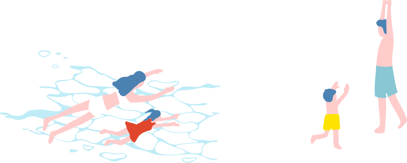 海で遊ぶ家族